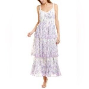 Maison Tara Lavender Floral Tiered Maxi Gown Dress Size 16 <<<310>>>>